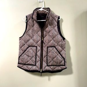 Black and white J Crew Quilted Vest.